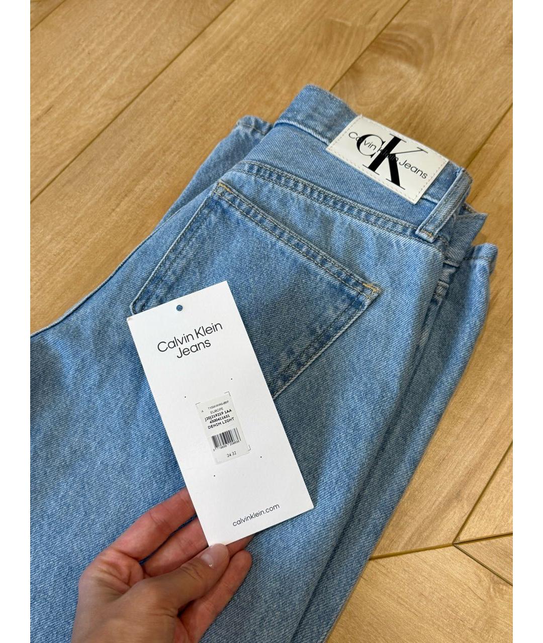 CALVIN KLEIN Голубые хлопковые прямые джинсы, фото 4