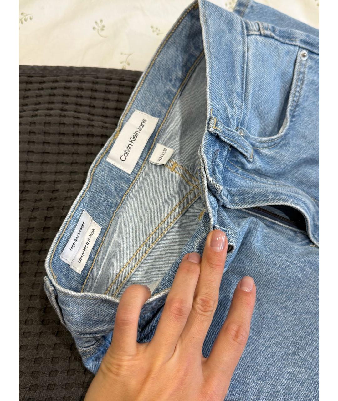 CALVIN KLEIN Голубые хлопковые прямые джинсы, фото 5