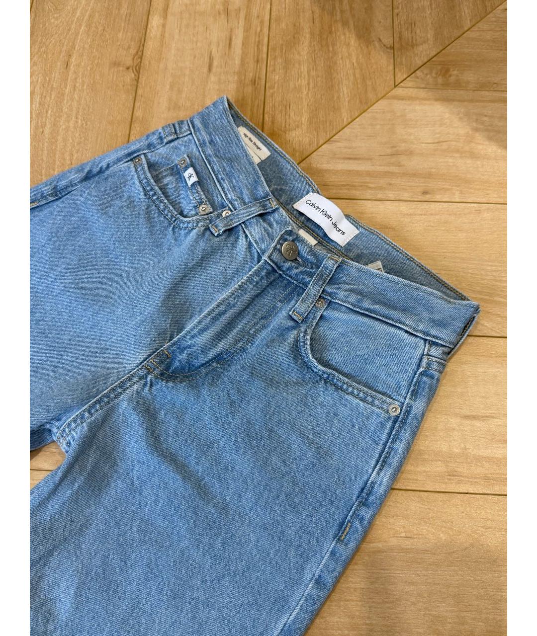 CALVIN KLEIN Голубые хлопковые прямые джинсы, фото 3