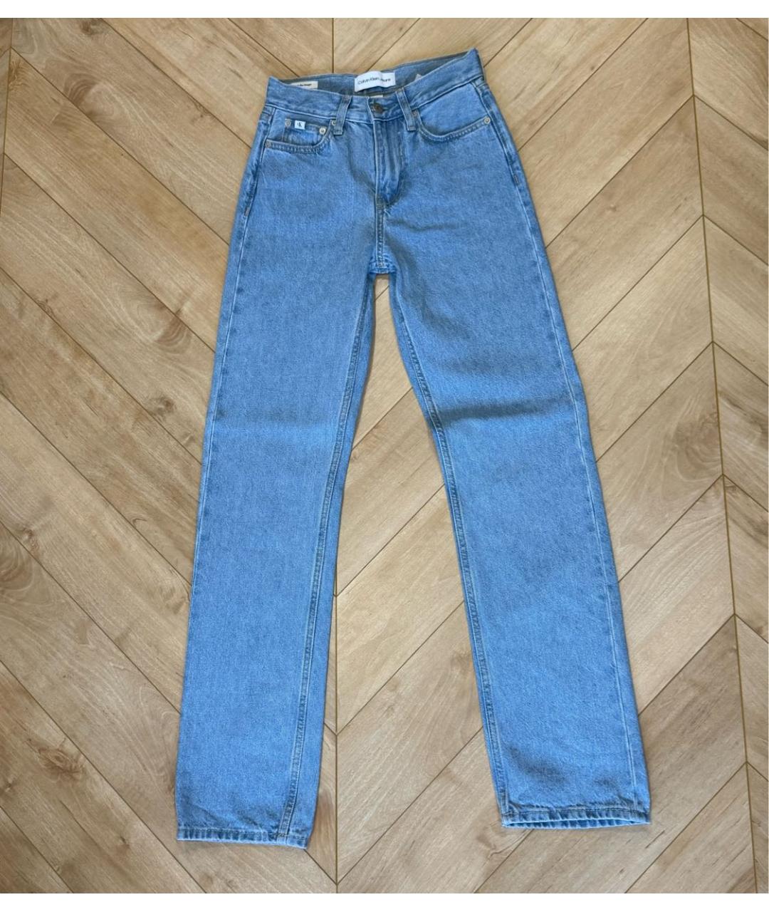 CALVIN KLEIN Голубые хлопковые прямые джинсы, фото 7