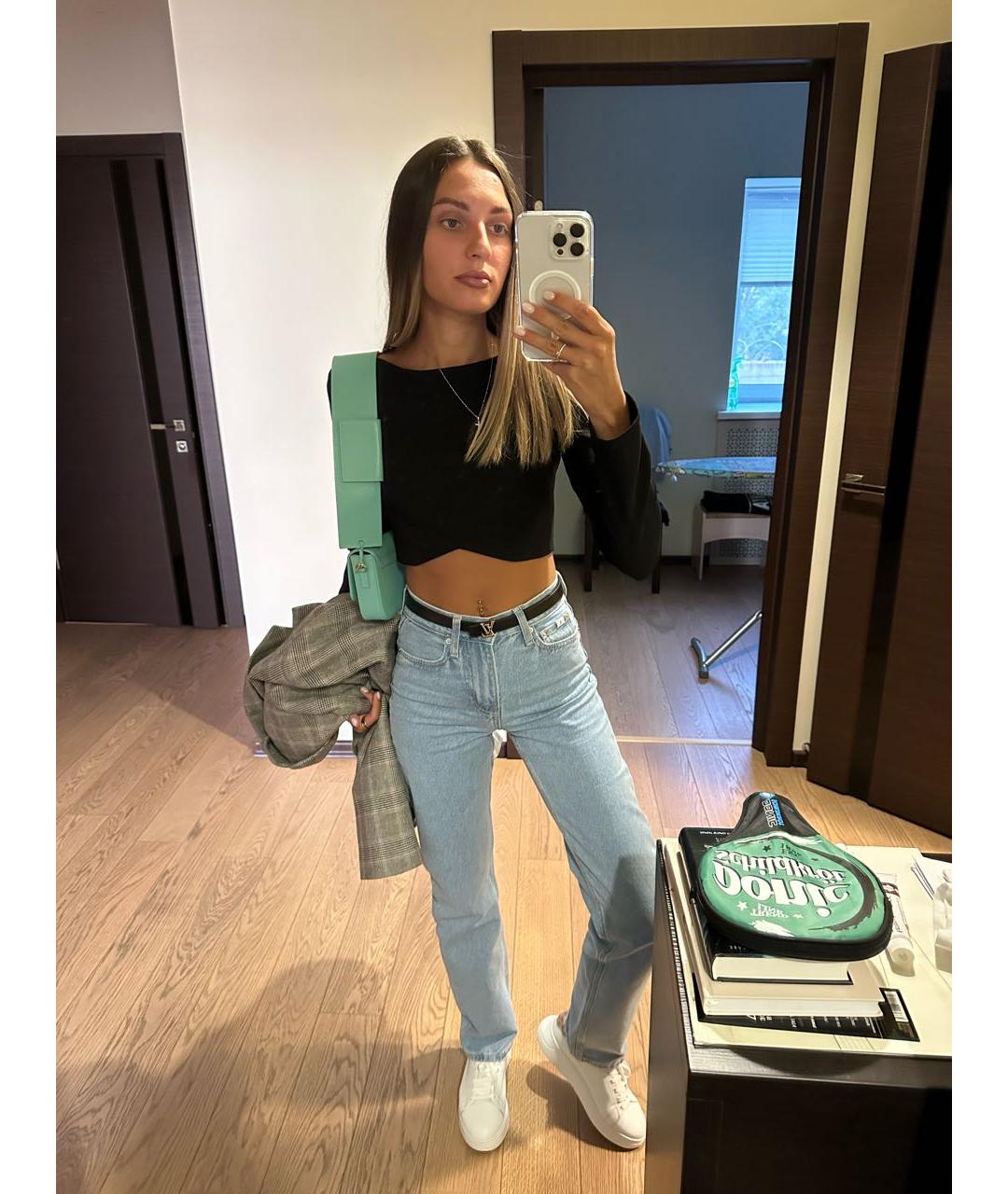 CALVIN KLEIN Голубые хлопковые прямые джинсы, фото 6