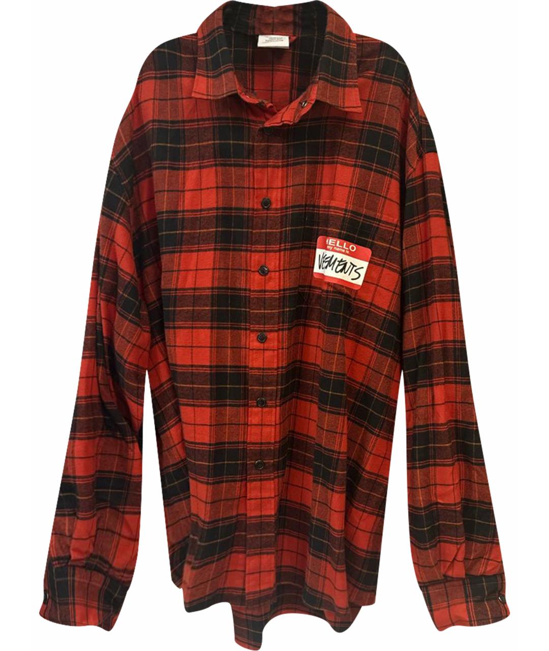 VETEMENTS Красная хлопковая кэжуал рубашка, фото 1