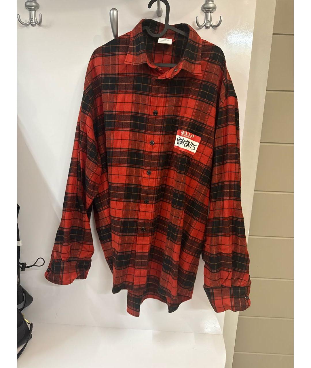 VETEMENTS Красная хлопковая кэжуал рубашка, фото 5