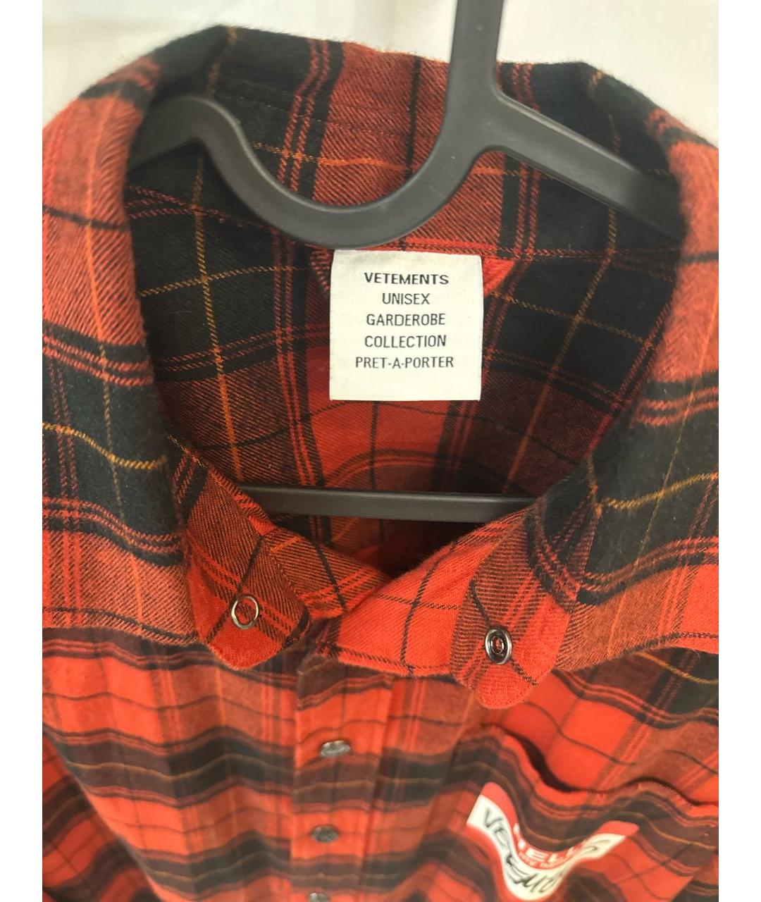VETEMENTS Красная хлопковая кэжуал рубашка, фото 3
