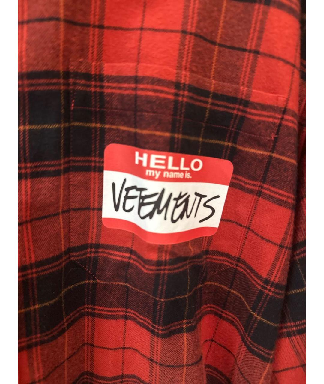 VETEMENTS Красная хлопковая кэжуал рубашка, фото 4