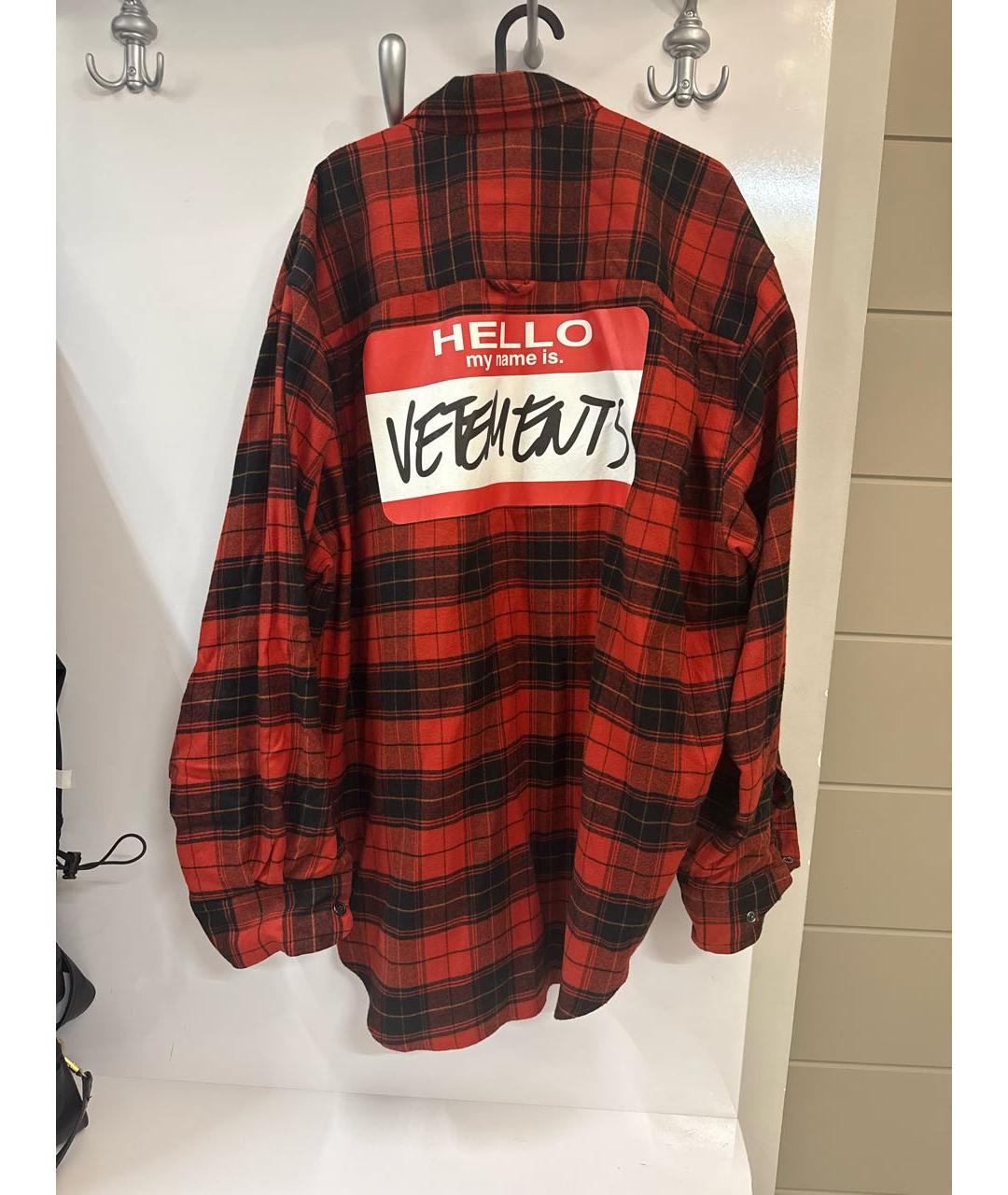 VETEMENTS Красная хлопковая кэжуал рубашка, фото 2