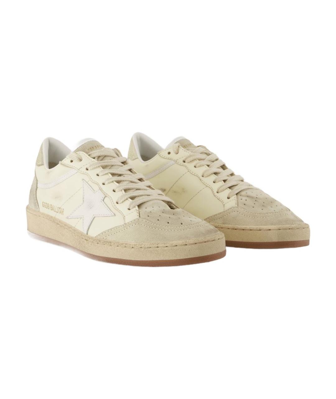 GOLDEN GOOSE DELUXE BRAND Бежевые кожаные кеды, фото 2