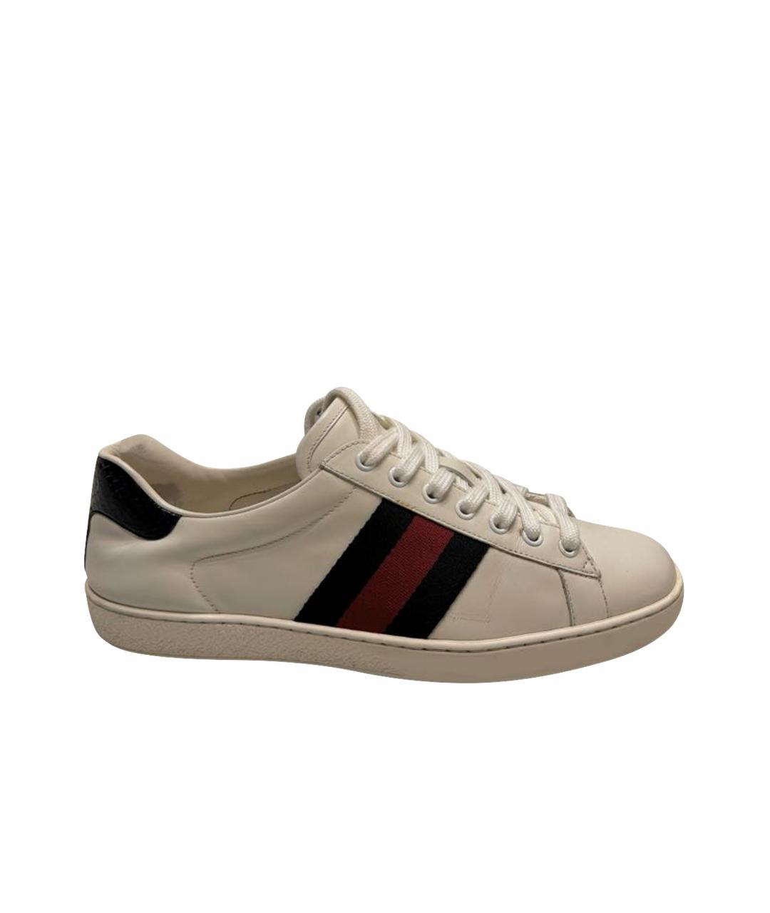 GUCCI Белые кожаные низкие кроссовки / кеды, фото 1