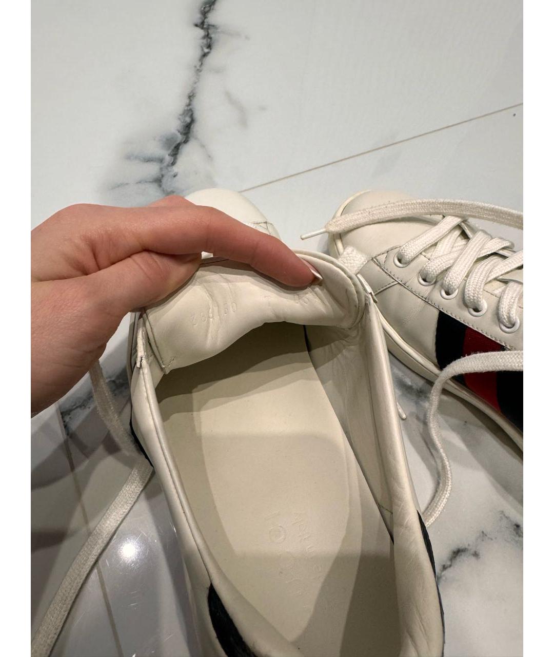 GUCCI Белые кожаные низкие кроссовки / кеды, фото 6