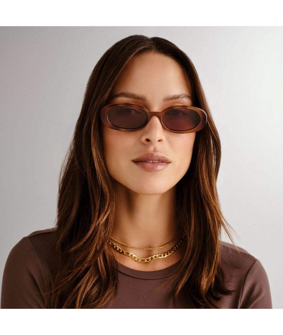 LE SPECS Коричневые пластиковые солнцезащитные очки, фото 5