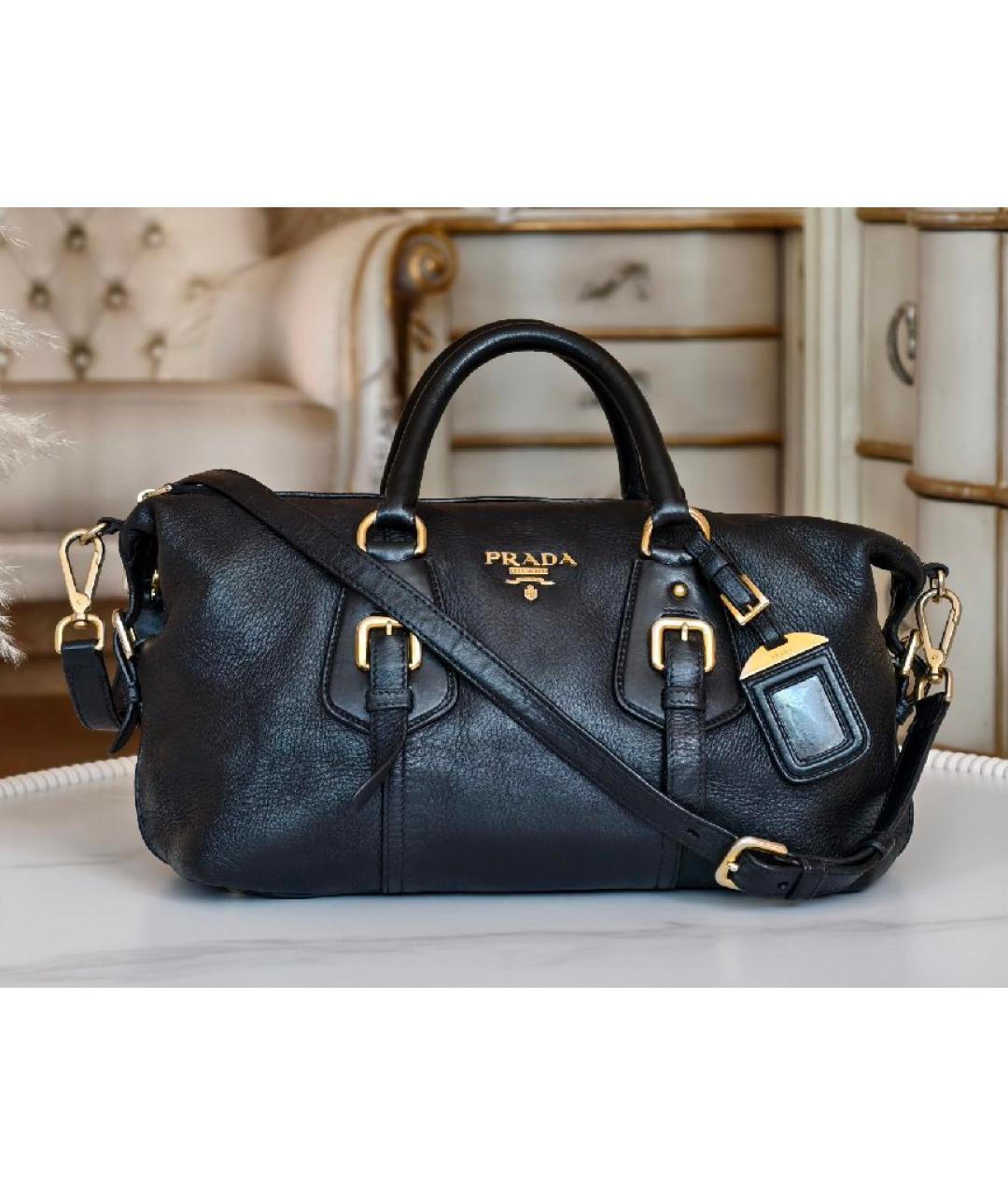 PRADA Черная кожаная сумка с короткими ручками, фото 8