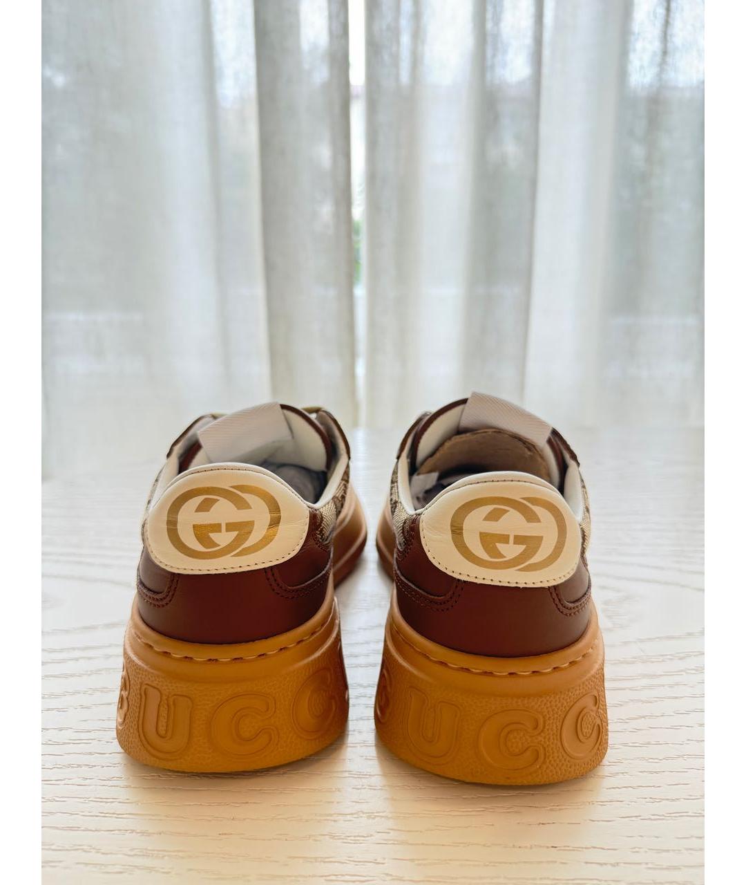 GUCCI Коричневые кожаные кеды, фото 4