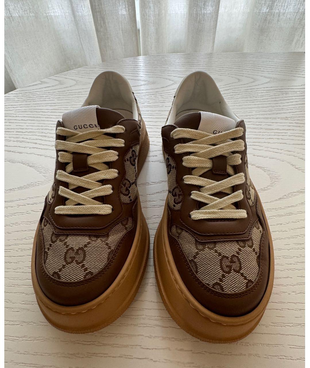 GUCCI Коричневые кожаные кеды, фото 2
