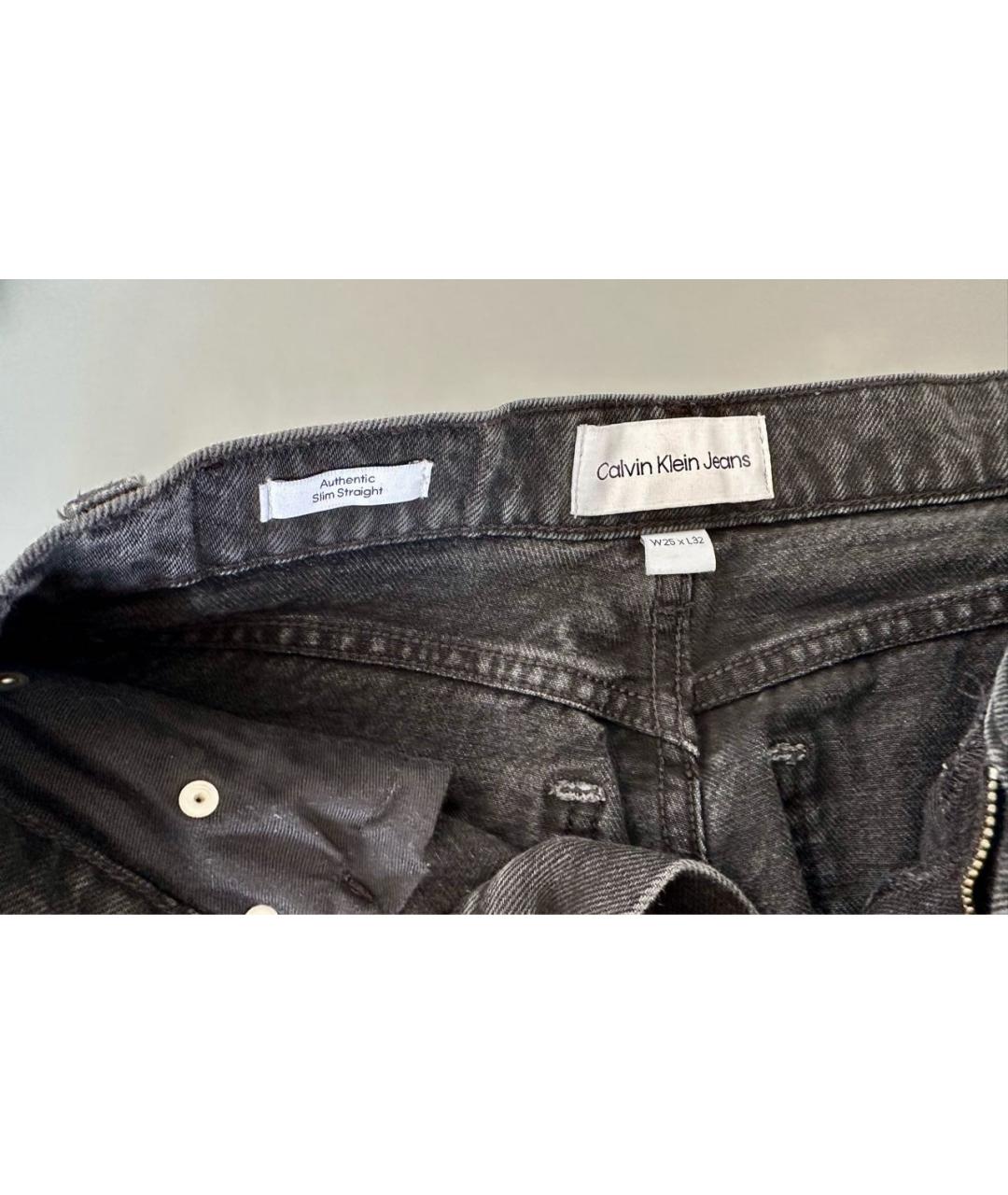 CALVIN KLEIN Черные хлопковые прямые джинсы, фото 3