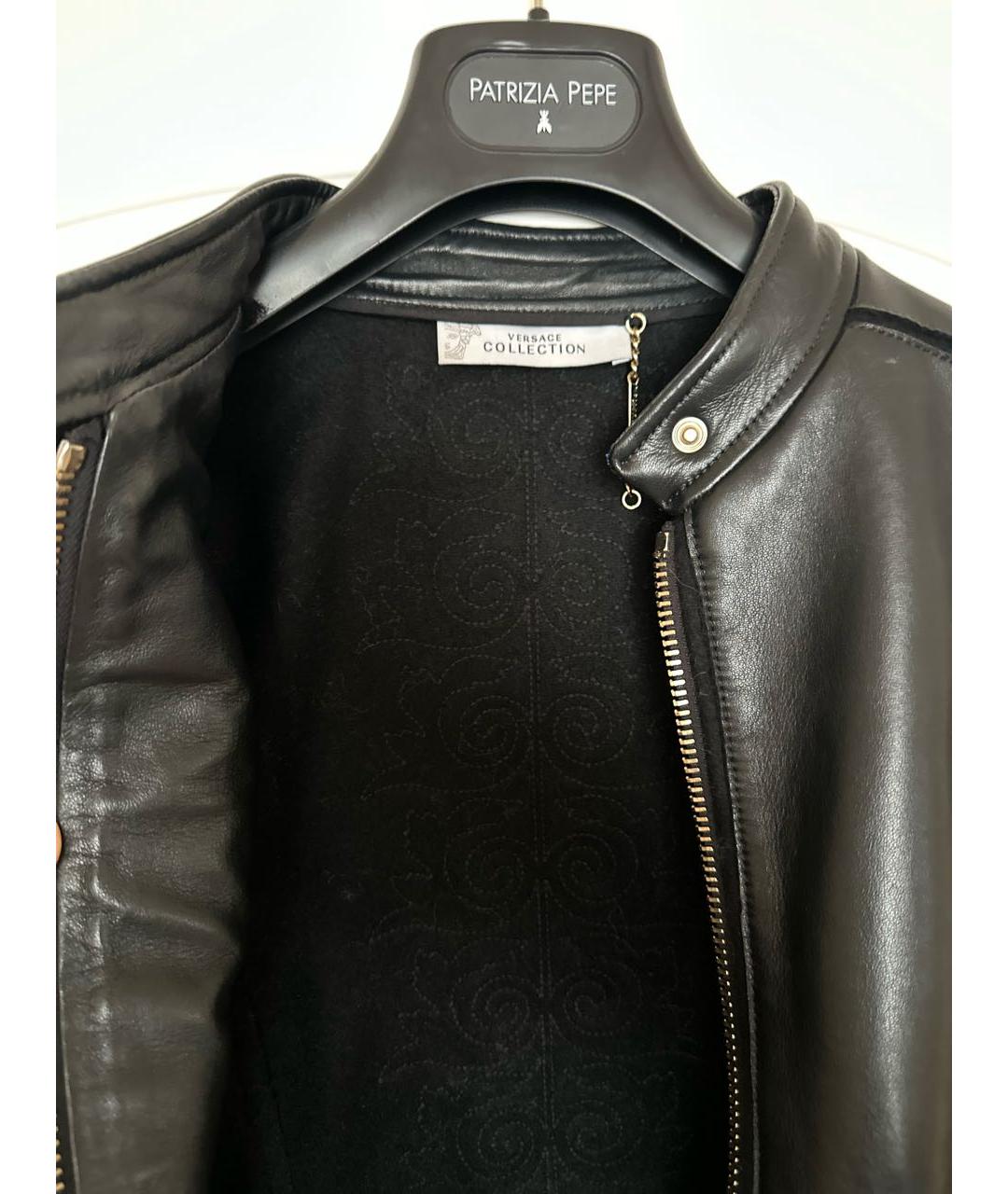 VERSACE COLLECTION Черная кожаная куртка, фото 3