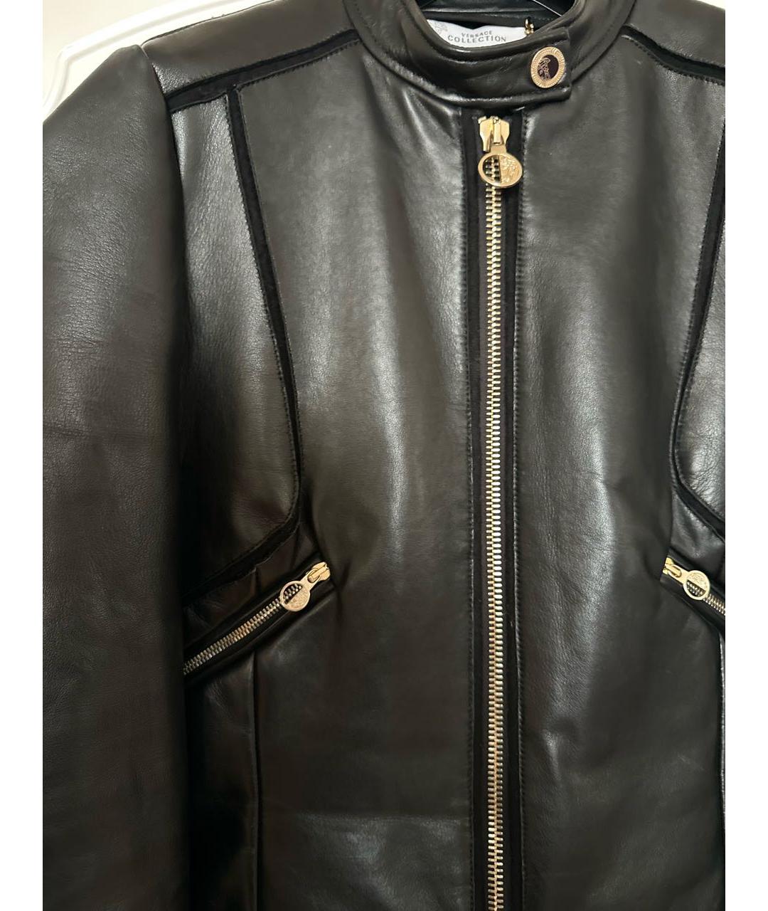 VERSACE COLLECTION Черная кожаная куртка, фото 4