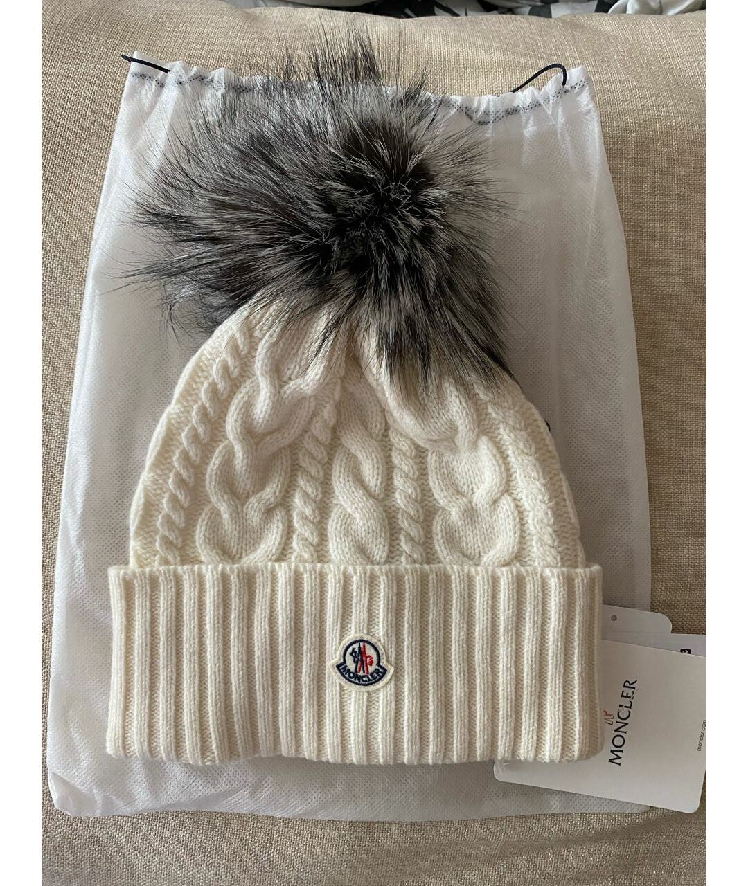 MONCLER Белая шерстяная шапка, фото 5