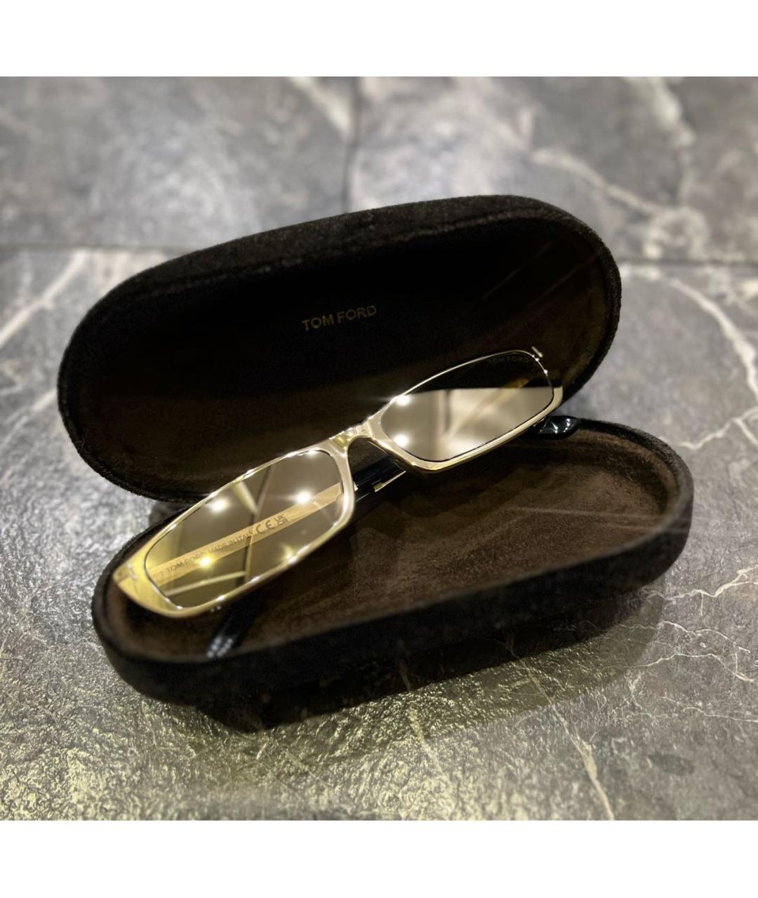 TOM FORD Золотые металлические солнцезащитные очки, фото 9