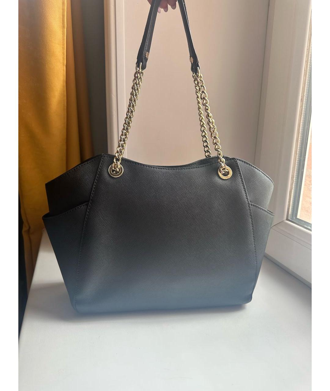 MICHAEL KORS Черная кожаная сумка с короткими ручками, фото 3