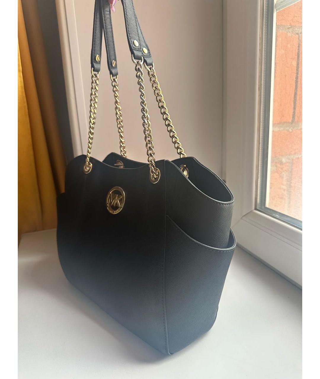 MICHAEL KORS Черная кожаная сумка с короткими ручками, фото 2