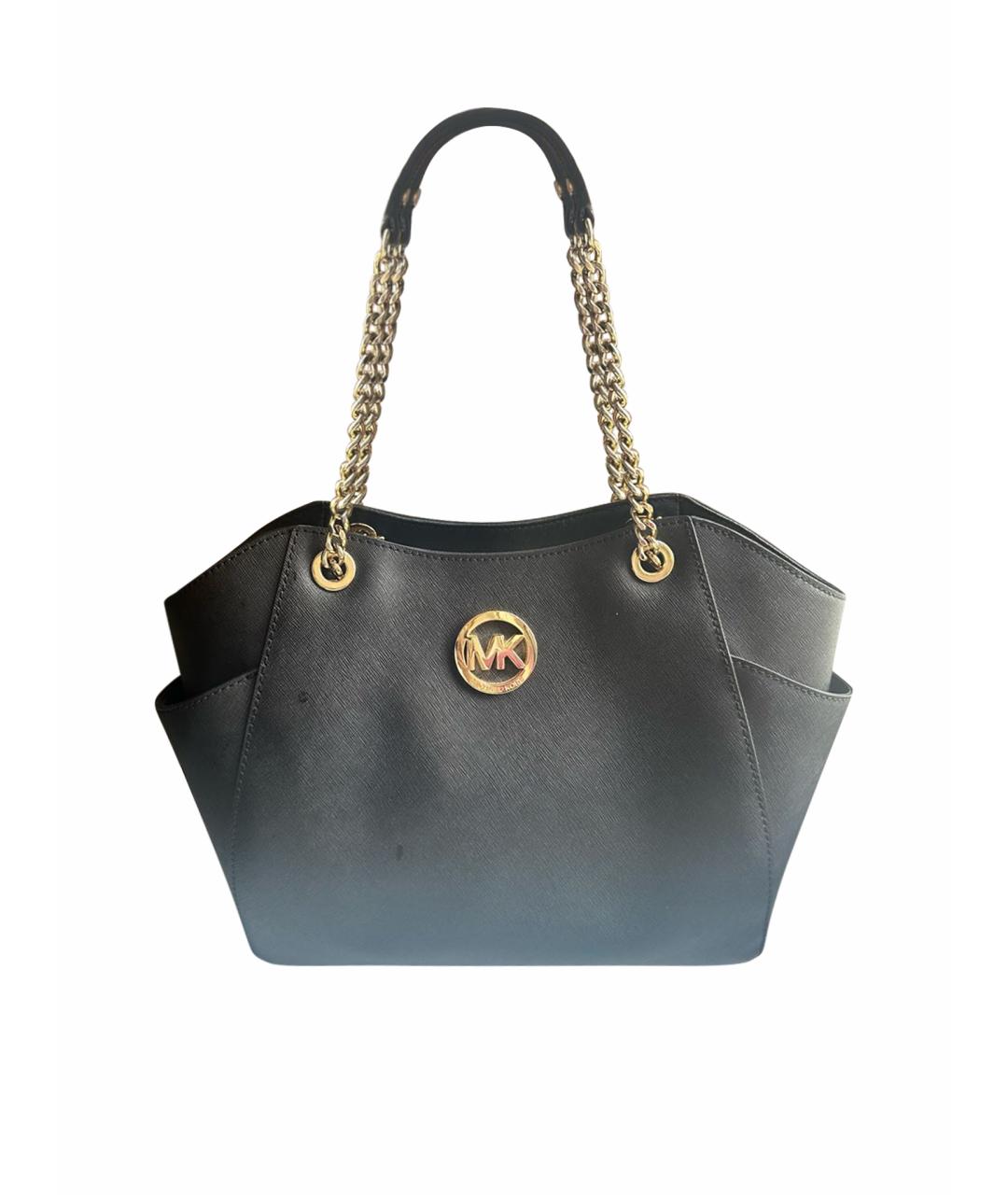MICHAEL KORS Черная кожаная сумка с короткими ручками, фото 1