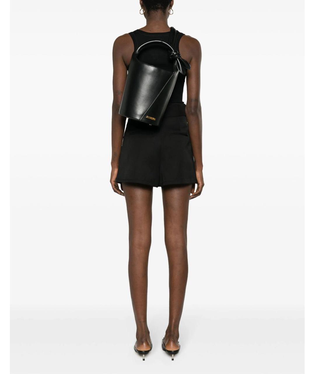 JACQUEMUS Черная кожаная сумка через плечо, фото 2