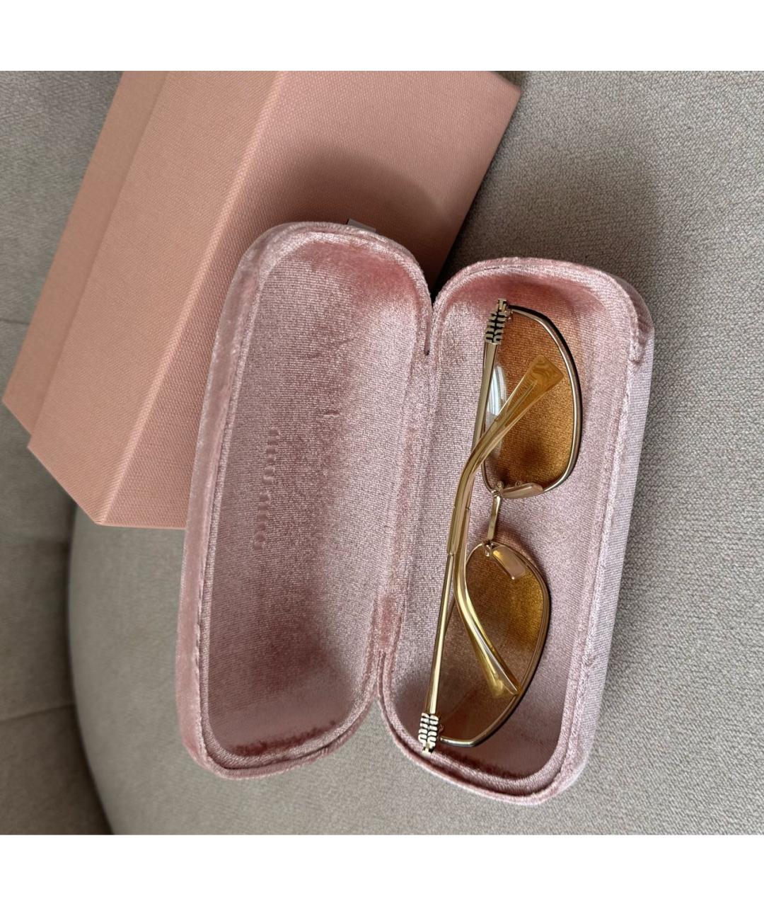MIU MIU Золотые металлические солнцезащитные очки, фото 6