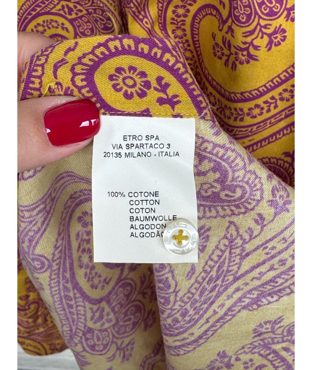 ETRO Горчичная хлопковая рубашка, фото 5