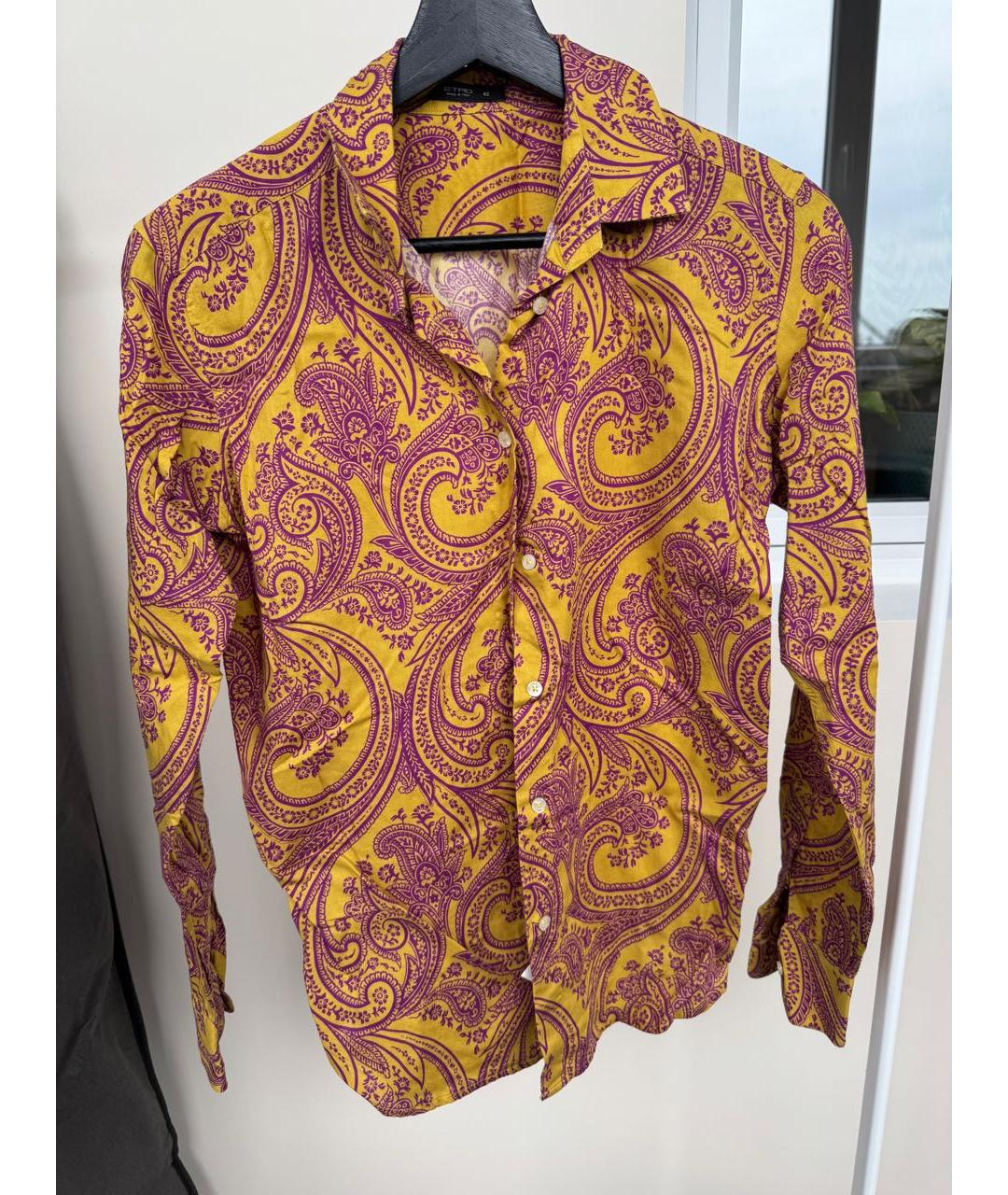 ETRO Горчичная хлопковая рубашка, фото 7