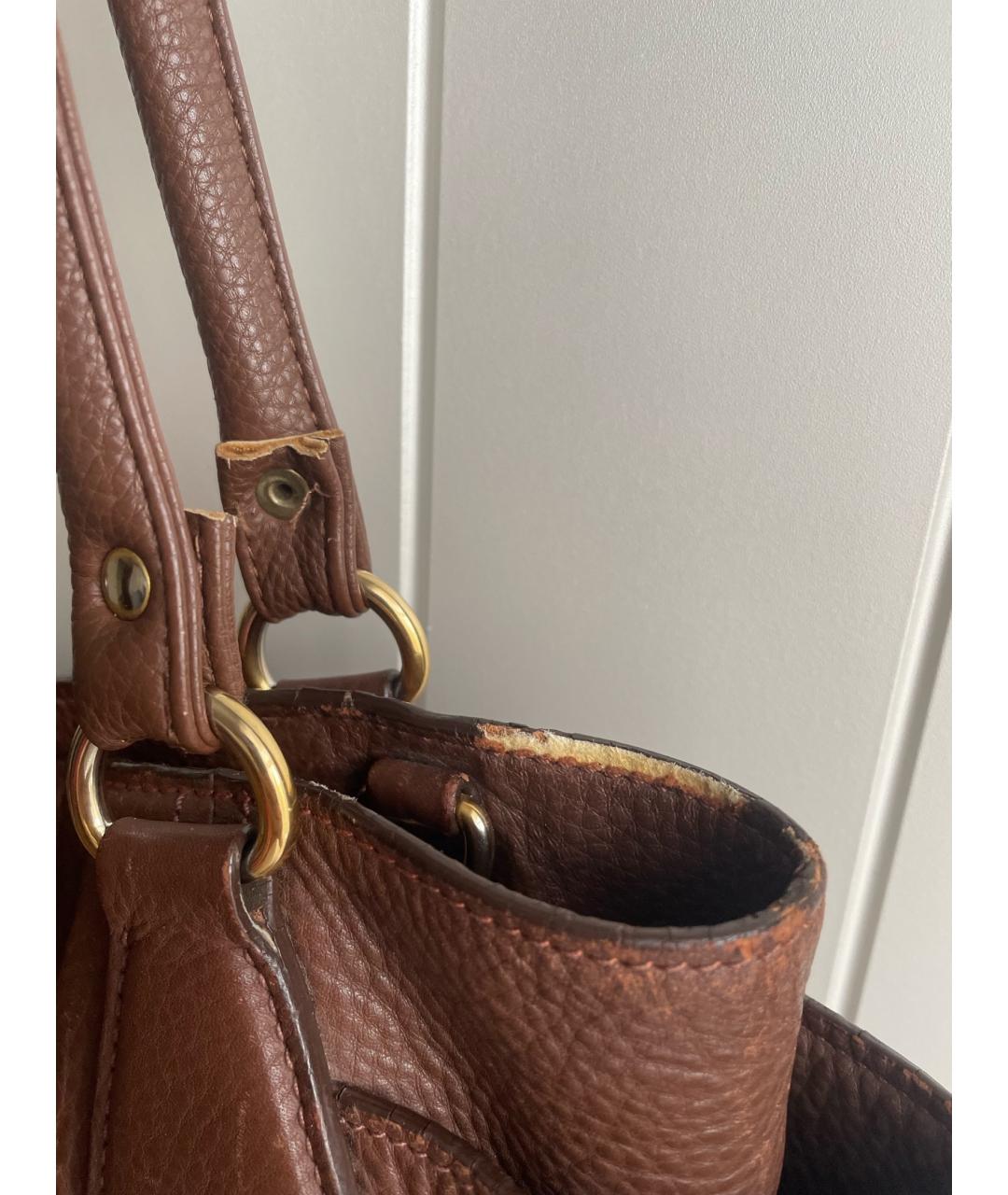 PRADA Коричневая кожаная сумка тоут, фото 5
