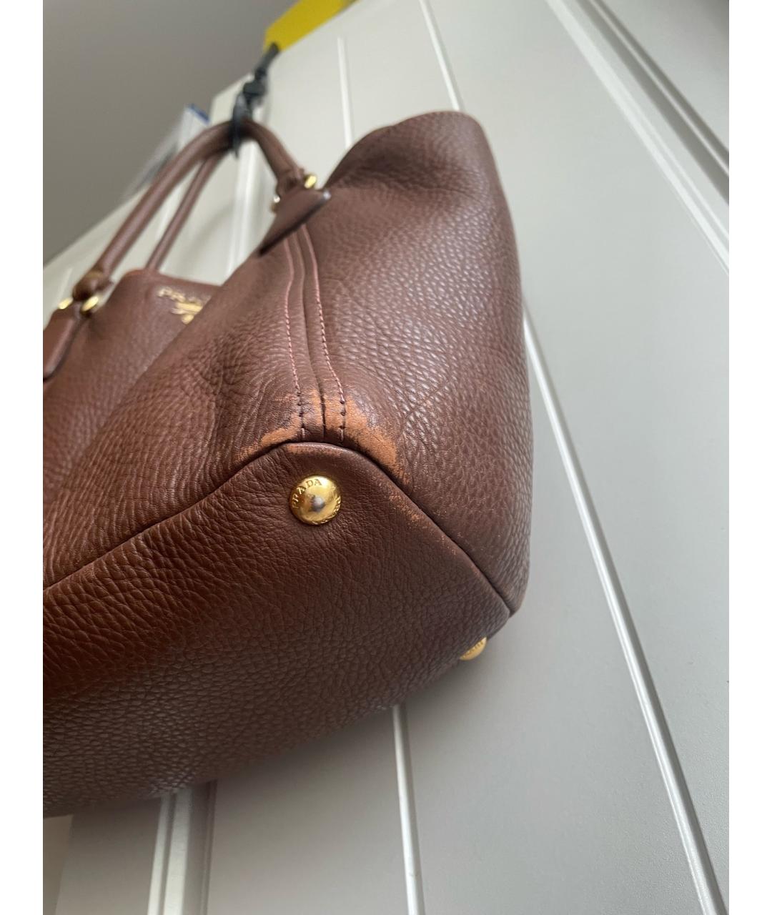 PRADA Коричневая кожаная сумка тоут, фото 4