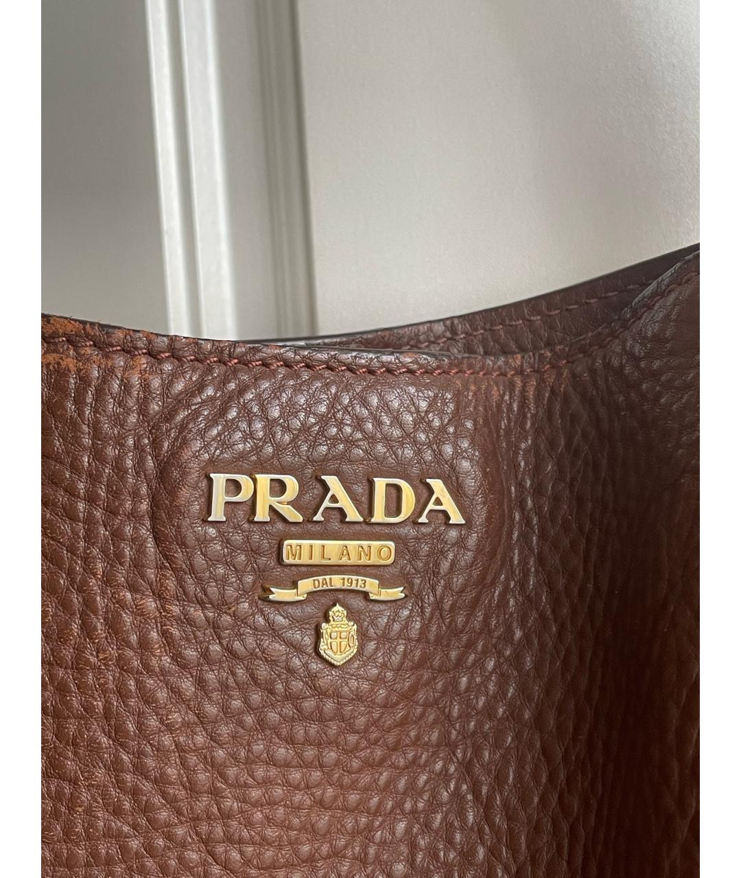 PRADA Коричневая кожаная сумка тоут, фото 2