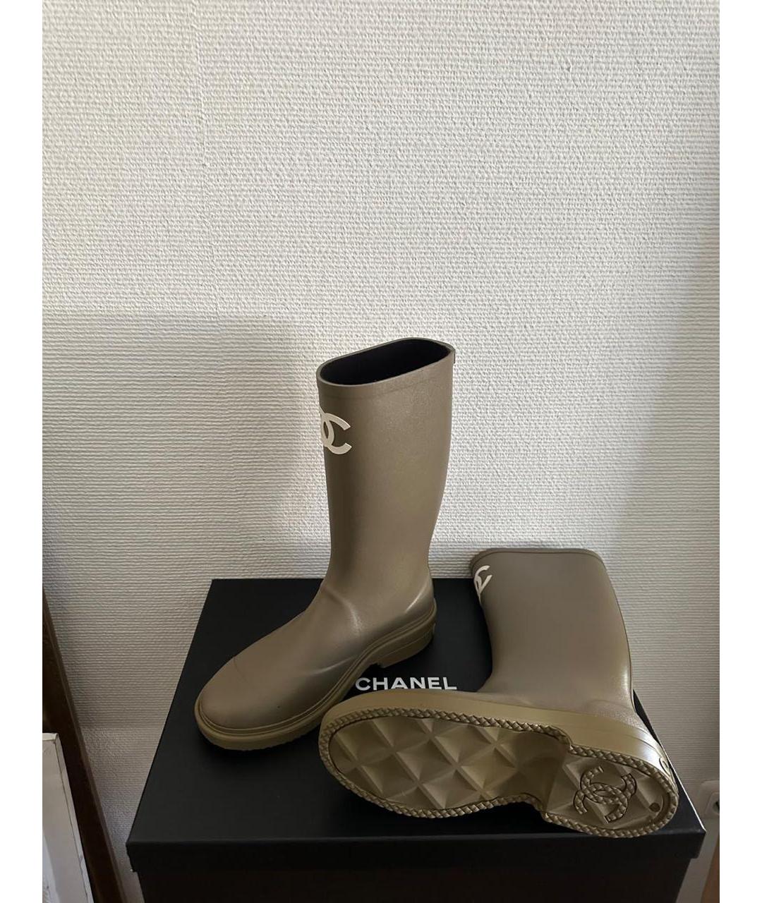 CHANEL Хаки резиновые сапоги, фото 4