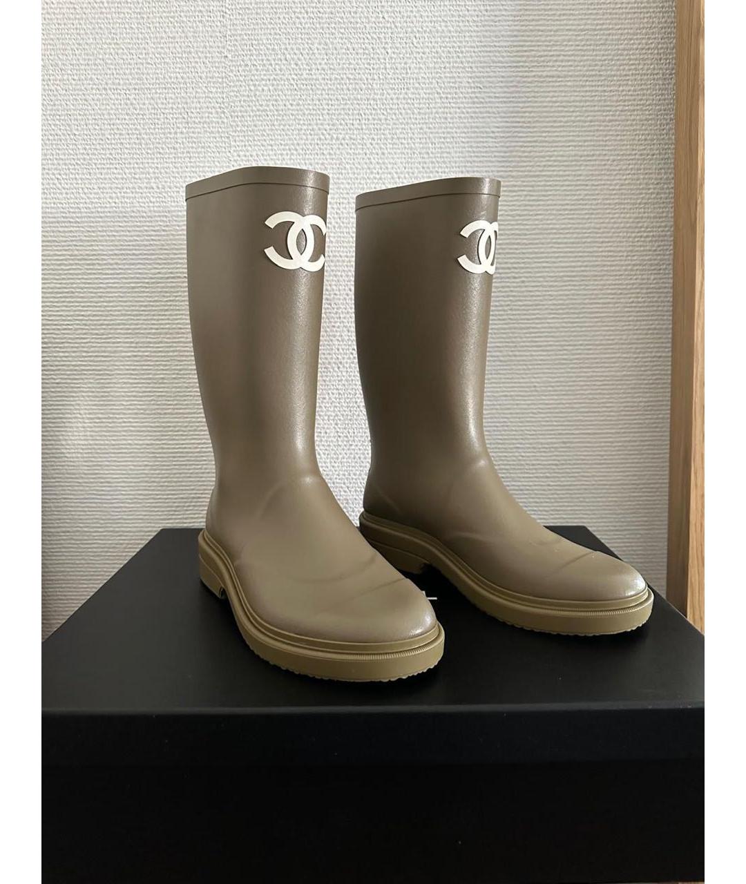 CHANEL Хаки резиновые сапоги, фото 2