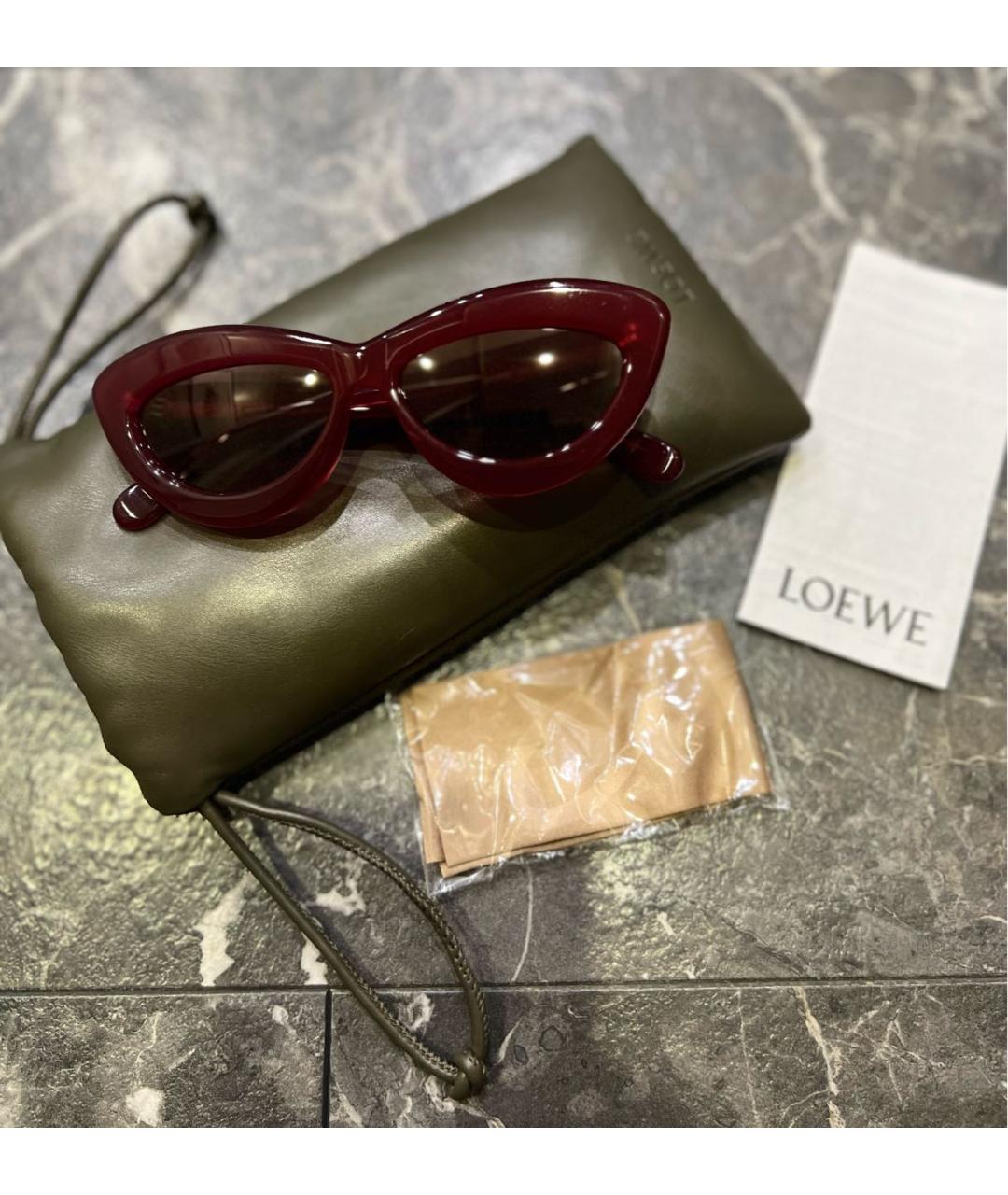 LOEWE Бордовые пластиковые солнцезащитные очки, фото 5