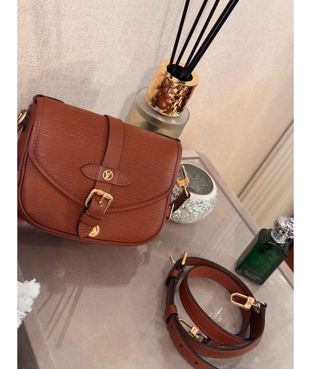LOUIS VUITTON Коричневая кожаная сумка через плечо, фото 9