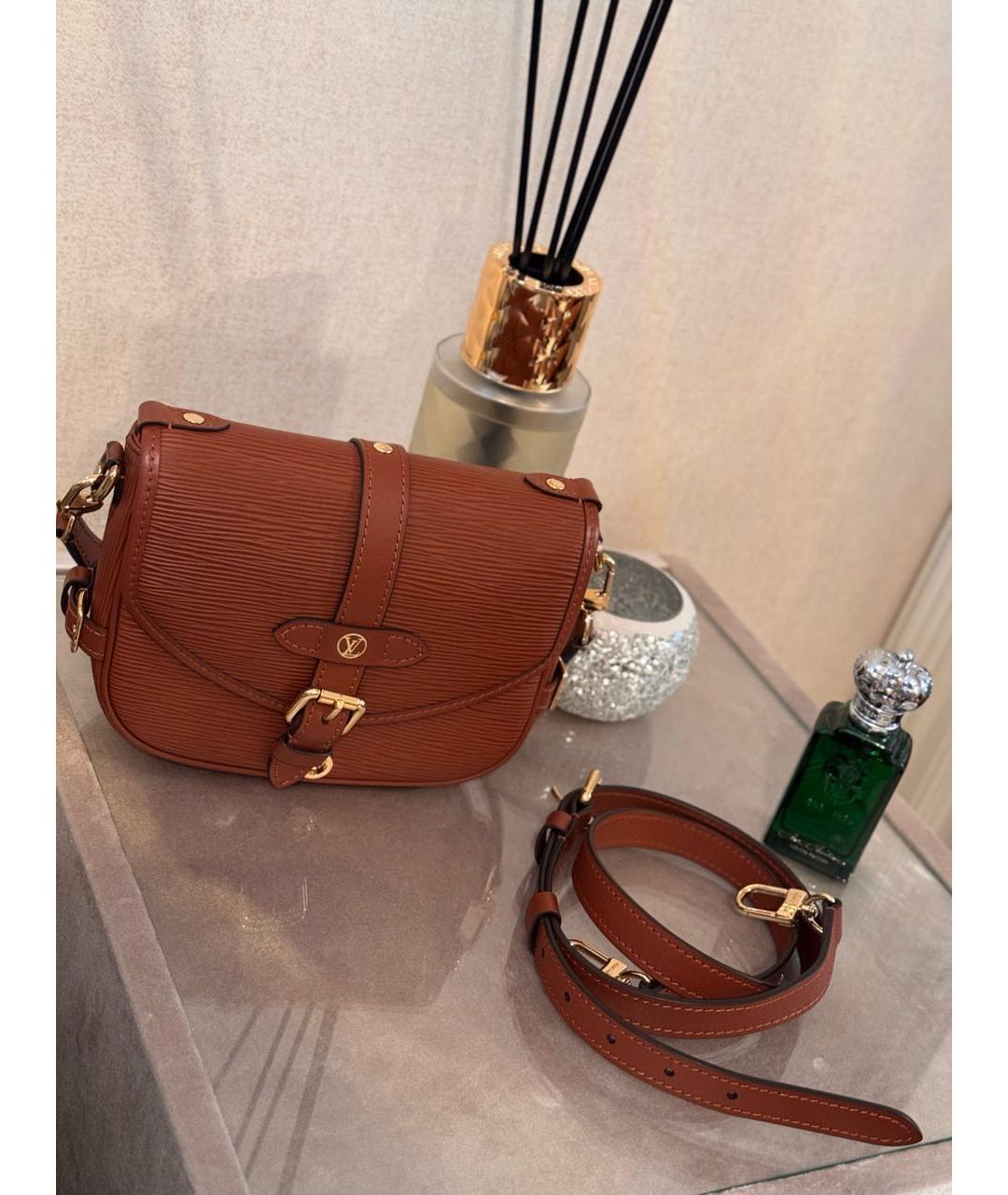 LOUIS VUITTON Коричневая кожаная сумка через плечо, фото 7