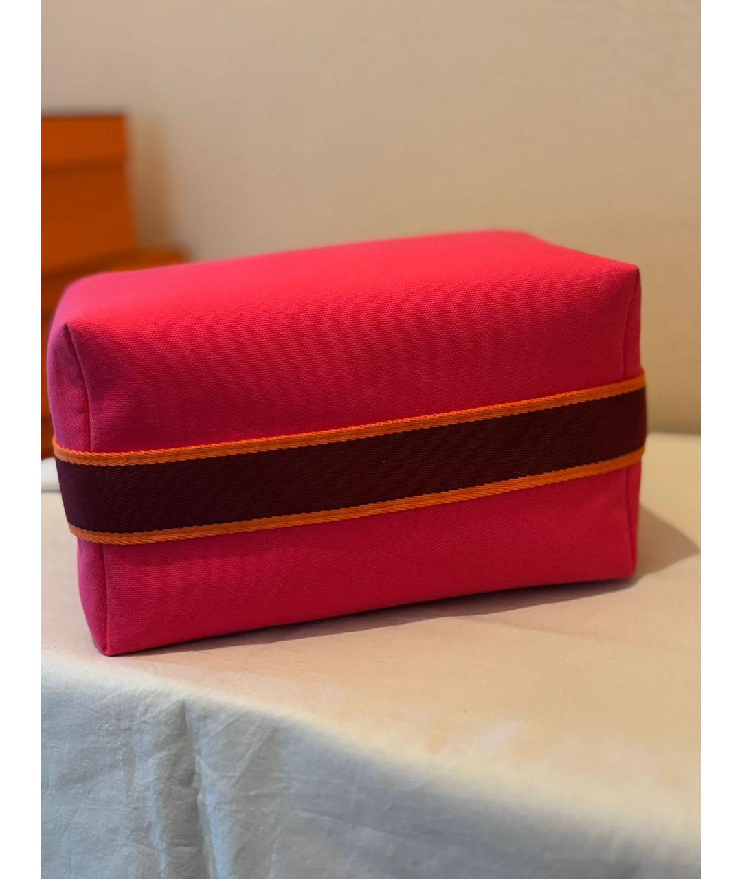 HERMES Розовая кожаная косметичка, фото 4