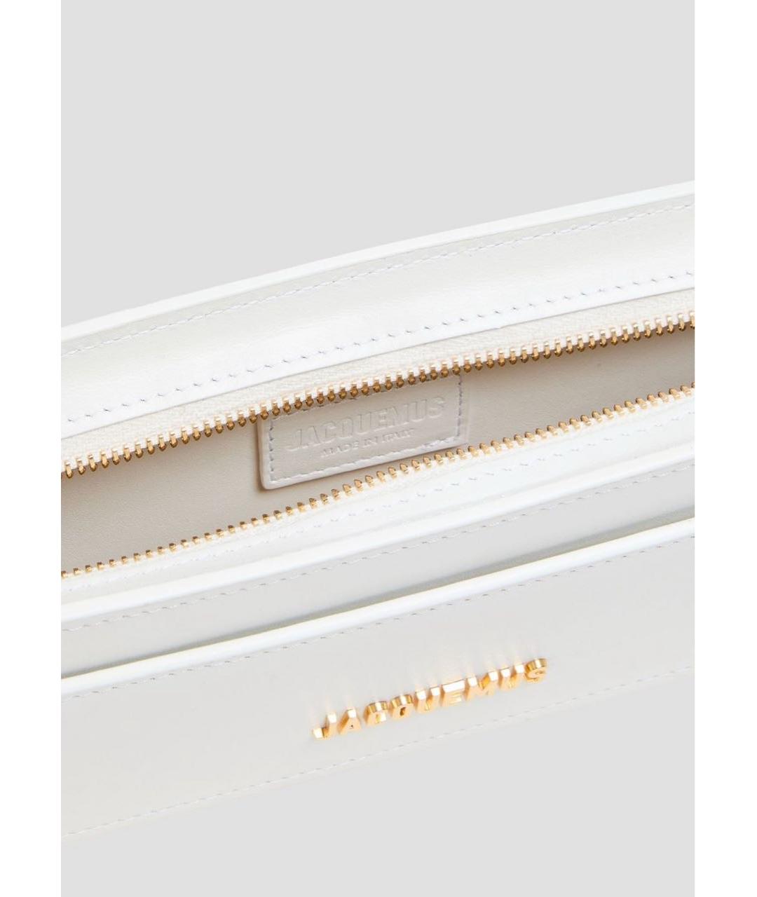 JACQUEMUS Белая кожаная сумка через плечо, фото 4