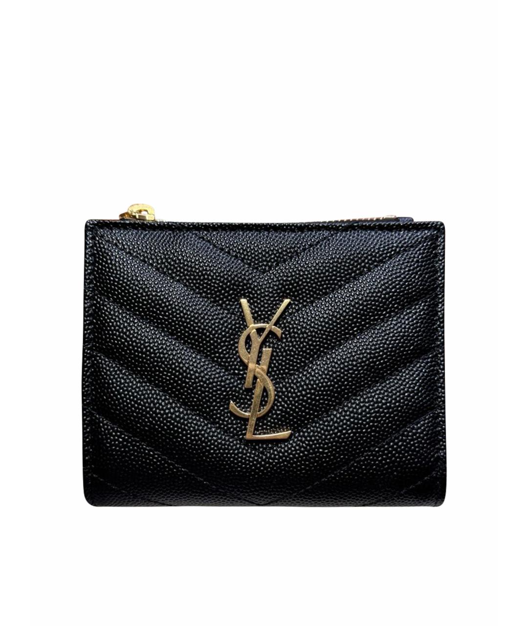 SAINT LAURENT Черный кожаный кошелек, фото 1
