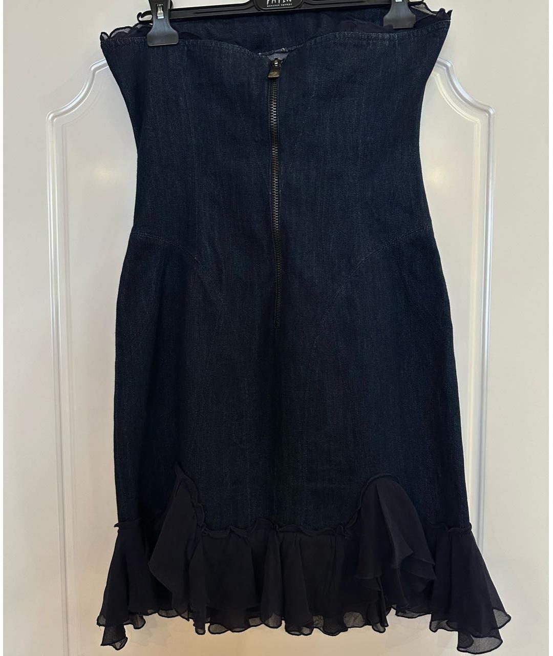 VERSACE JEANS COUTURE Синее хлопковое коктейльное платье, фото 2
