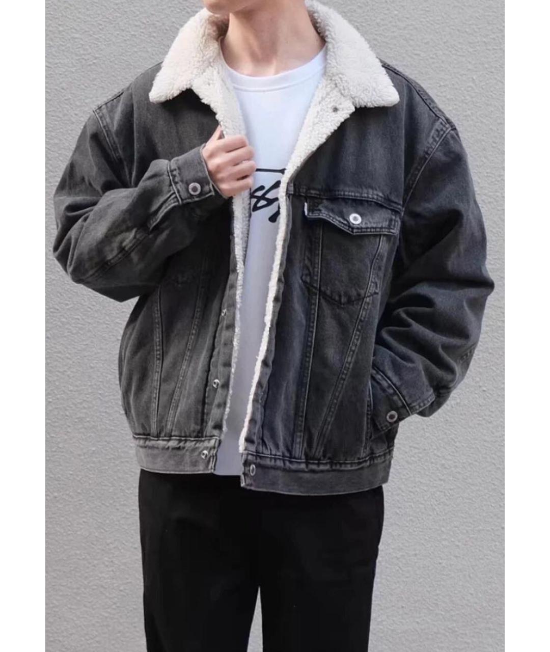 LEVI'S Антрацитовая деним куртка, фото 8