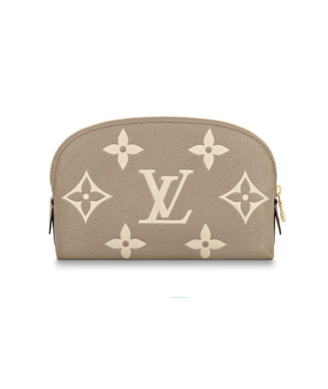 LOUIS VUITTON Бежевая кожаная косметичка, фото 6
