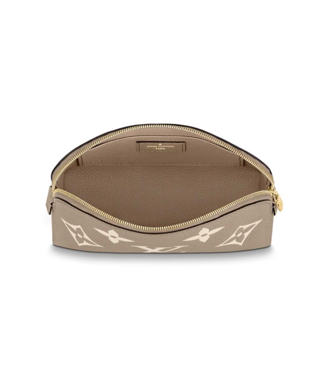 LOUIS VUITTON Бежевая кожаная косметичка, фото 3