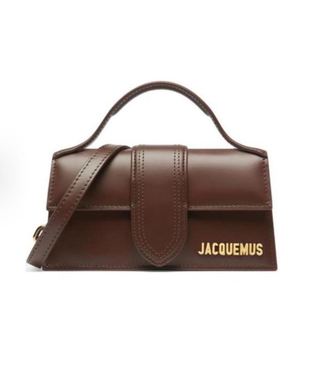 JACQUEMUS Коричневая кожаная сумка с короткими ручками, фото 4