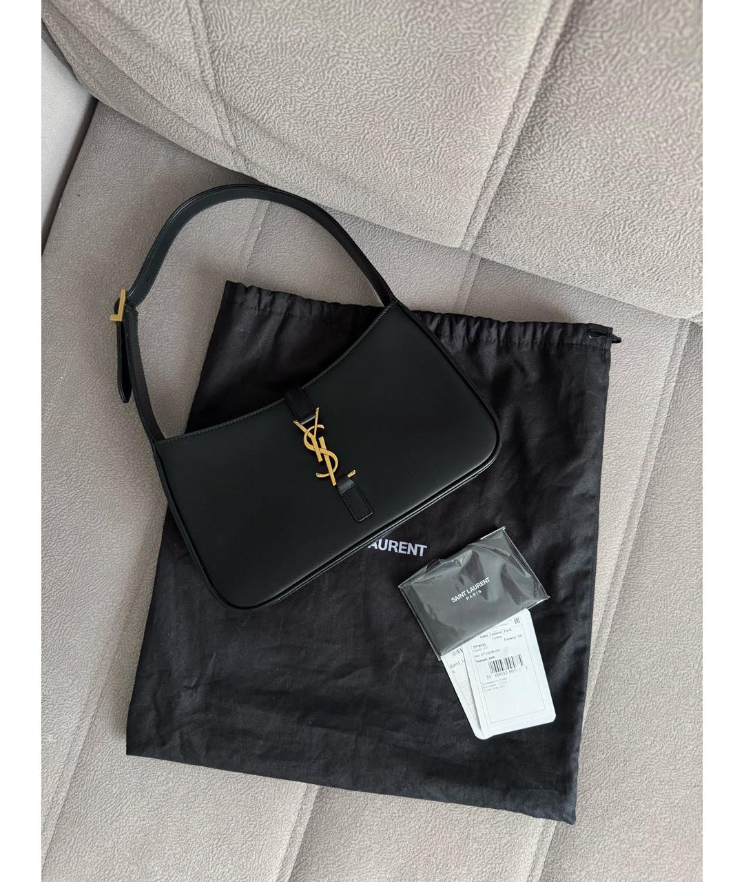 SAINT LAURENT Черная кожаная сумка с короткими ручками, фото 5
