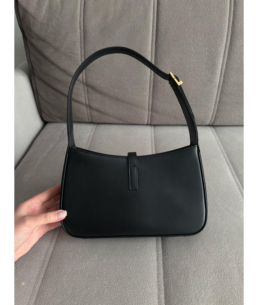 SAINT LAURENT Черная кожаная сумка с короткими ручками, фото 3