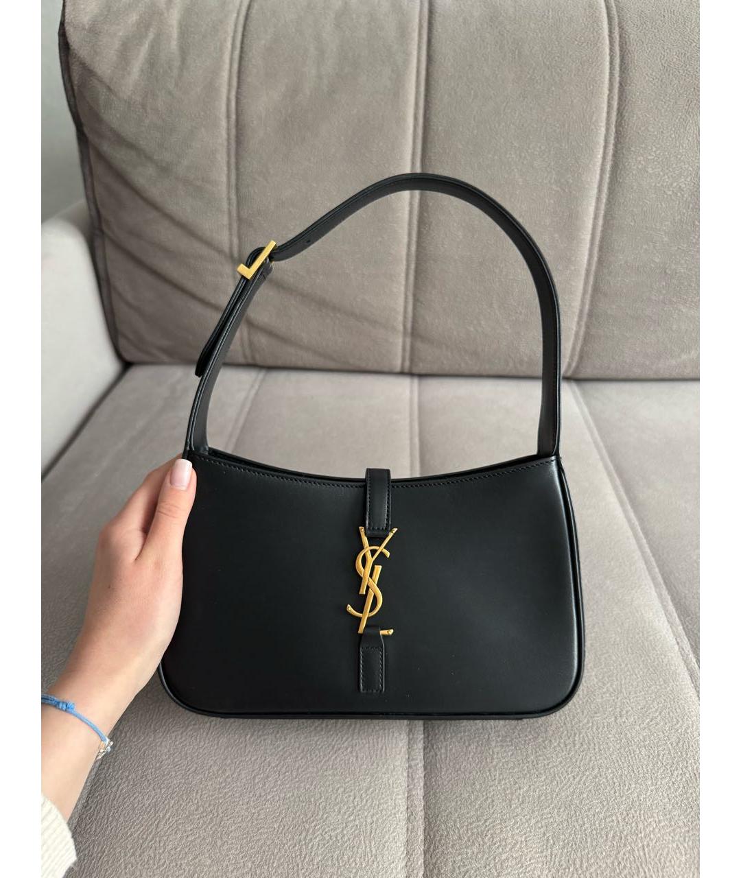 SAINT LAURENT Черная кожаная сумка с короткими ручками, фото 9
