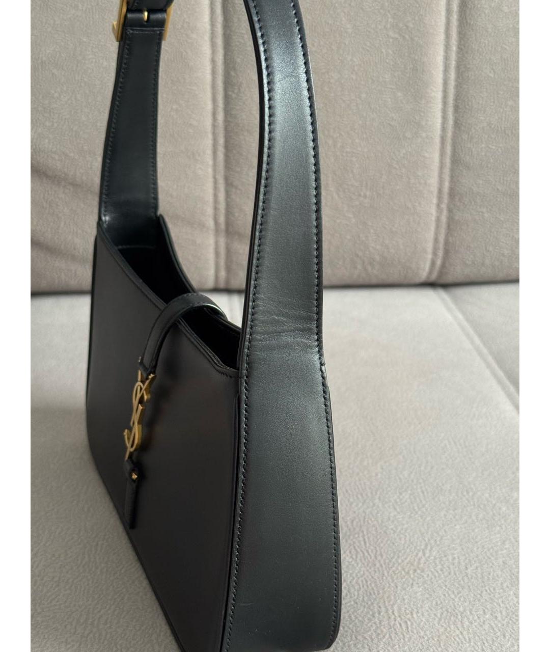 SAINT LAURENT Черная кожаная сумка с короткими ручками, фото 6
