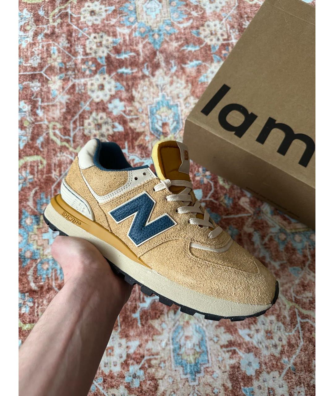 NEW BALANCE Бежевые замшевые низкие кроссовки / кеды, фото 5